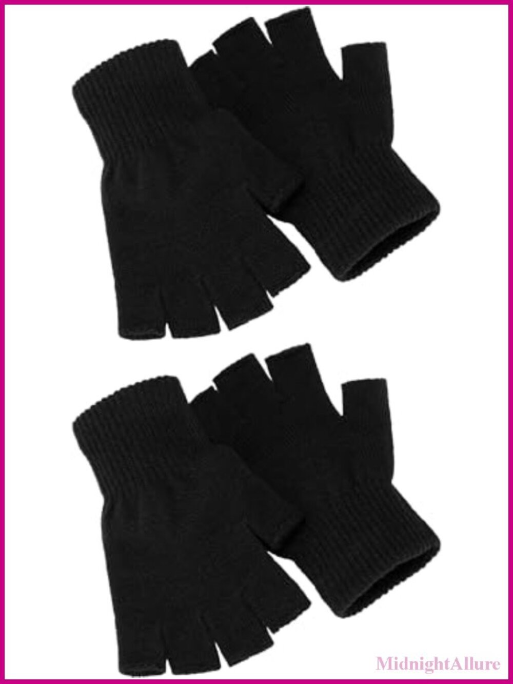 Half Finger Fingerless Gloves 2 Pair Acrylic Touchscreen Cold Weather